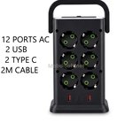 MULTIPRISE VERTICAL 12 PORT+2usb+2 TYPE-C 2M N88 