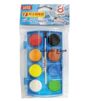 AQUARELLE AQ08 8 COULEURS 28mm+pinceau TECHNO 4405 