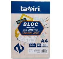 BLOC MILLIMETREE A4 80G DE 50F TAZIRI TZ0772 