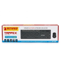 COMBO CLAVIER+ SOURIS S/FILS WERLESS TAPPEX NOIR TECHNO 8706