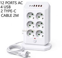 MULTIPRISE VERTICAL 12 PORT+4usb+2 TYPE-C 2M A106 