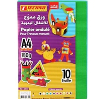 PAPIER ONDULE COULEURS NORMALES   PQT DE 10PCS  TECHNO-4807 